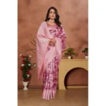 Women's Banarasi Silk Jaquard Woven Saree With Unstitched Blouse 5.5Mtr (Pink) - Image 4