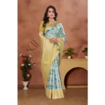 Women's Banarasi Silk Jaquard Woven Saree With Unstitched Blouse 5.5Mtr (Yellow) - Image 4