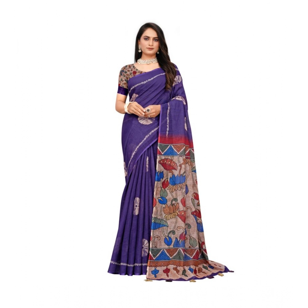 PID-62444-Generic-Women-s-Linen-Printed-Saree-With-Unstitched-Blouse-5-5-Mtr-Purple-1-1000x1000-1.webp Women's Linen Printed Saree With Unstitched Blouse 5.5Mtr (Purple) - Image 1