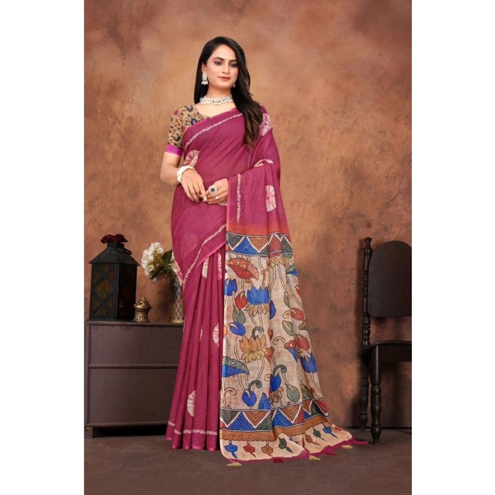 PID-62445-Generic-Women-s-Linen-Printed-Saree-With-Unstitched-Blouse-5-5-Mtr-Purple-1-1000x1000-1.webp Women's Linen Printed Saree With Unstitched Blouse 5.5Mtr (Purple) - Image 1