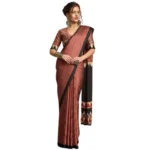 Women's Satin Printed Saree With Unstitched Blouse 5.5Mtr (Black) - Image 2