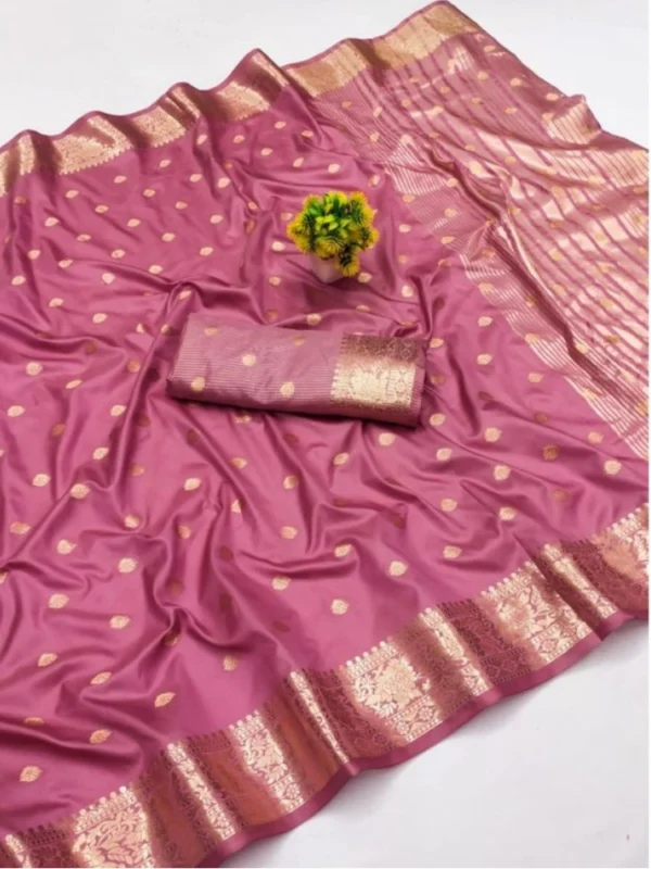 Women's Jacquard Silk Jaquard Woven Saree With Unstitched Blouse 5.5Mtr (Pink)