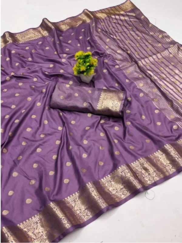 Women's Jacquard Silk Jaquard Woven Saree With Unstitched Blouse 5.5Mtr (Purple)