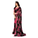 Women's Georgette Printed Saree With Unstitched Blouse 5.5Mtr (Pink) - Image 4