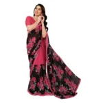 Women's Georgette Printed Saree With Unstitched Blouse 5.5Mtr (Pink) - Image 2