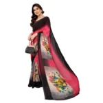 Women's Georgette Printed Saree With Unstitched Blouse 5.5Mtr (Multicolor) - Image 2