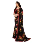 Women's Georgette Printed Saree With Unstitched Blouse 5.5Mtr (Black) - Image 4