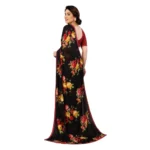Women's Georgette Printed Saree With Unstitched Blouse 5.5Mtr (Black) - Image 3