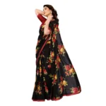 Women's Georgette Printed Saree With Unstitched Blouse 5.5Mtr (Black) - Image 2