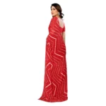 Women's Georgette Printed Saree With Unstitched Blouse 5.5Mtr (Red) - Image 3
