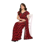 Women's Georgette Printed Saree With Unstitched Blouse 5.5Mtr (Red) - Image 2