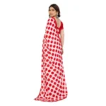 Women's Georgette Printed Saree With Unstitched Blouse 5.5Mtr (Red-White) - Image 3