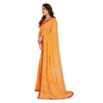 Women's Georgette Printed Saree With Unstitched Blouse 5.5Mtr (Yellow) - Image 4