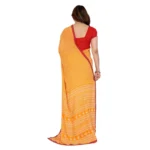 Women's Georgette Printed Saree With Unstitched Blouse 5.5Mtr (Yellow) - Image 3