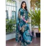 Women's Cotton Blend Printed Kurti With Pant Dupatta Set (Rama) - Image 4