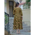 Women's Rayon Print With Embroidery Work A-Line Kurti (Dark Green) - Image 2