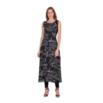 Women's Casual Crepe Sleeveless Slit Dress (Black)