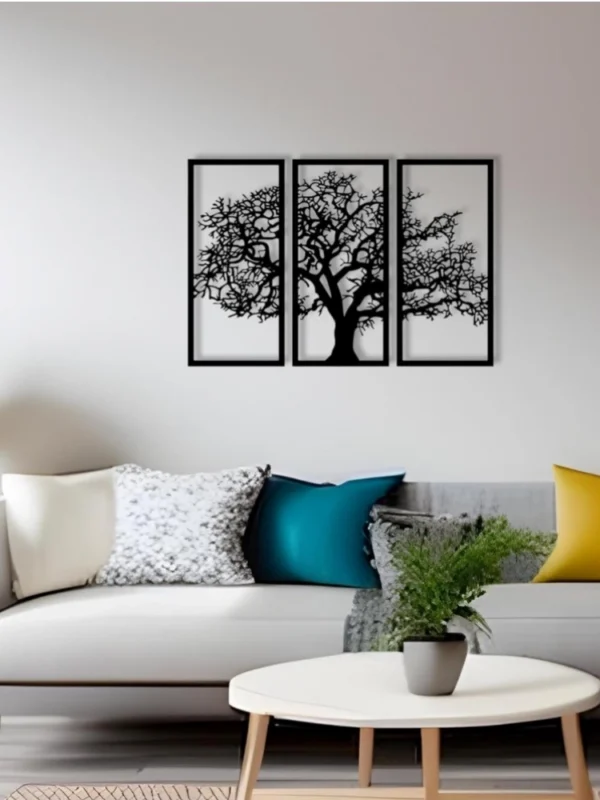 Wooden 3 Pieces Tree Wall Art Panel Frame for Home Decor