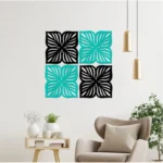 Flowers Design Wooden Wall Decor – Set of 4 Pieces - Image 2