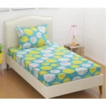 Microfiber Floral Printed Single Bedsheet with 1 Pillow Cover (Green)