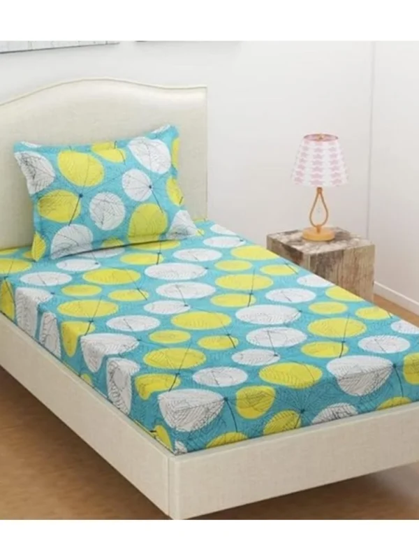 Microfiber Floral Printed Single Bedsheet with 1 Pillow Cover (Green)