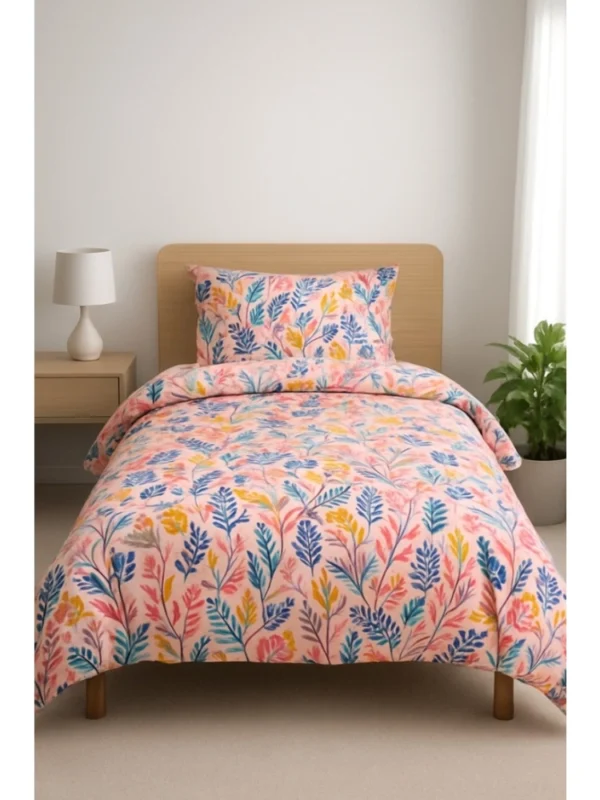 Microfiber Floral Printed Single Bedsheet with 1 Pillow Cover (Multicolor)