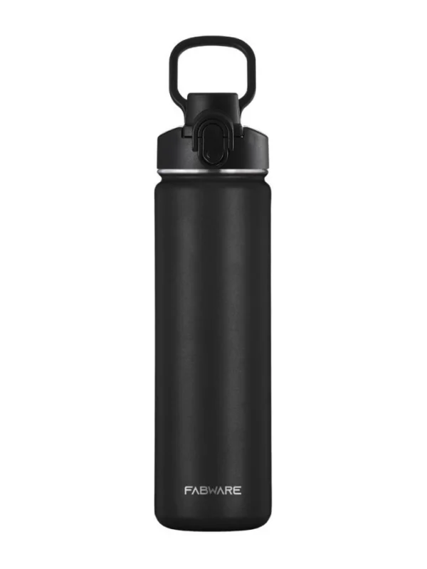 1000 Ml Double Wall Insulated Stainless Steel Water Bottle With Flip Lid (Black)