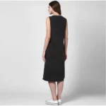 Women's Denim Solid Sleeveless Dress (Black) - Image 5