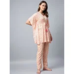 Women's Rayon Tie And Dye Kaftan Sleeve Night Suit (Multicolor) - Image 3