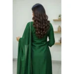Women's Georgette Ethnic Motif Round 3/4th Sleeve Kurti With Pant Dupatta Set (Green) - Image 5