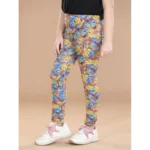 Girl's Cotton Lycra Floral Elasticated Jeggings (Multicolor) - Image 4