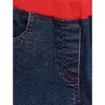Girl's Denim Lace Inserts Sleeveless Shorts (Blue-Red) - Image 4