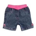 Girl's Denim Lace Inserts Sleeveless Shorts (Blue-Pink)