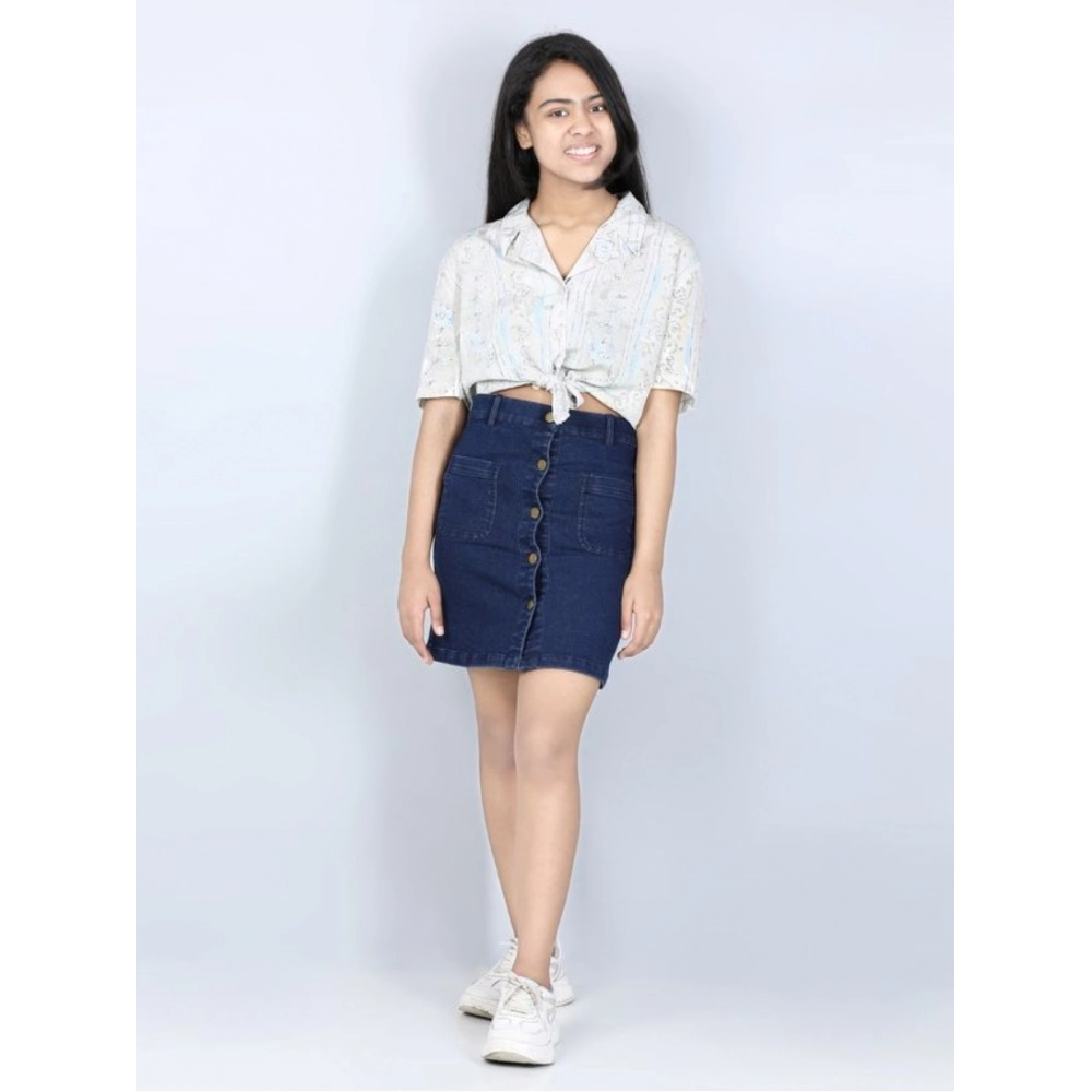 PID-66167-Girl-s-Buttoned-Skirt-Blue-2-1000x1000-1.webp Girl's Denim Solid Buttoned Skirt (Navy Blue) - Image 1