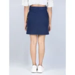 Girl's Denim Solid Buttoned Skirt (Navy Blue) - Image 3