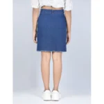 Girl's Denim Solid Buttoned Skirt (Blue) - Image 3
