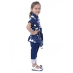 Girl's Denim Tie & Dye Short Sleeve Top (Blue-White) - Image 4