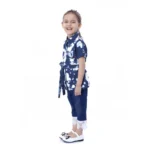 Girl's Denim Tie & Dye Short Sleeve Top (Blue-White) - Image 3