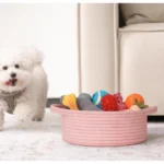 Cotton 8x3 Inch Round Bedside Organizer With Out Lid (Pink) - Image 2
